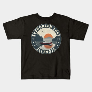 Evergreen Lake Illinois Sunset Kids T-Shirt